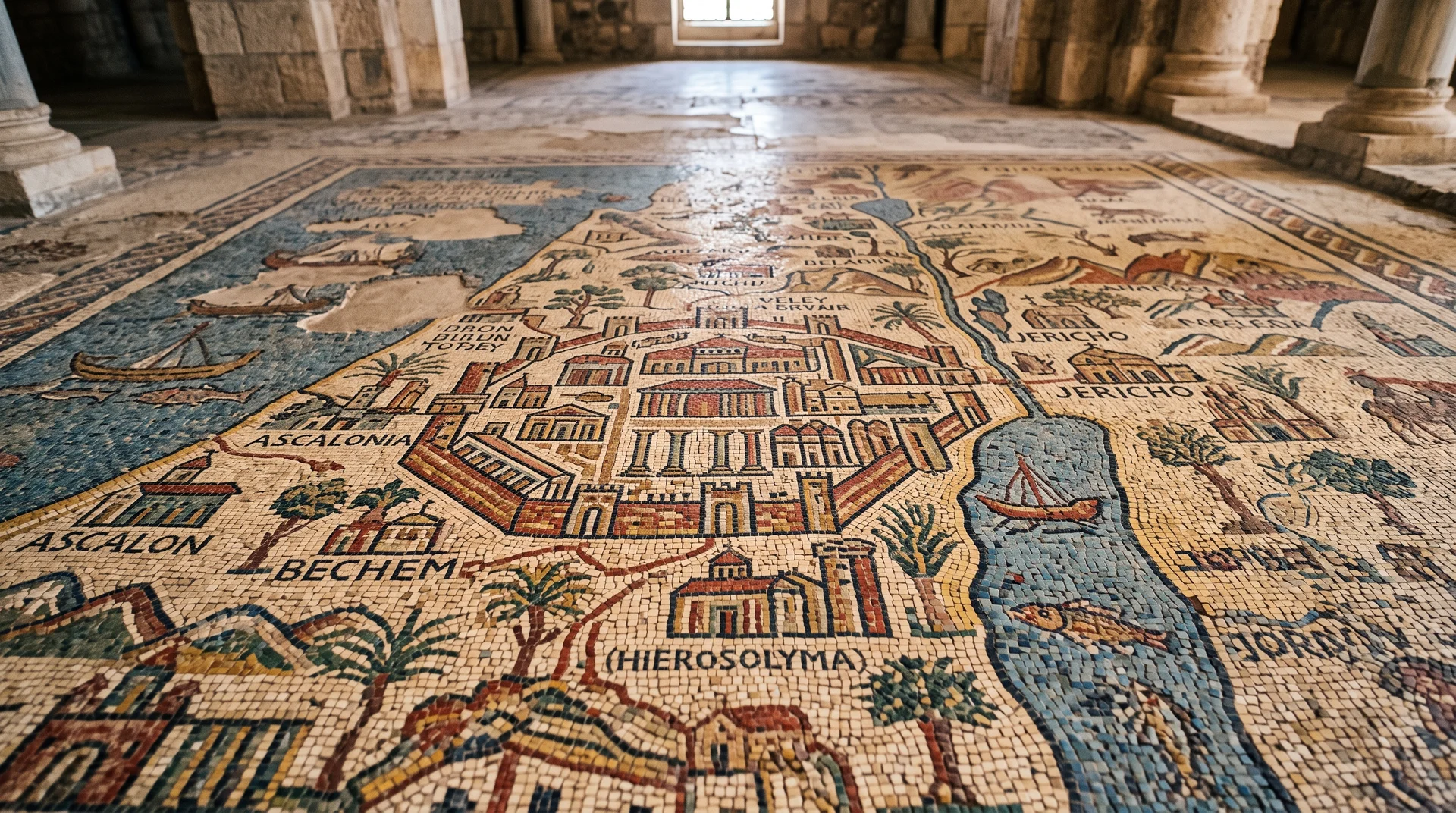 Madaba et le mont Nebo : la carte en mosaïque et la vue sur la vallée du Jourdain - Amman