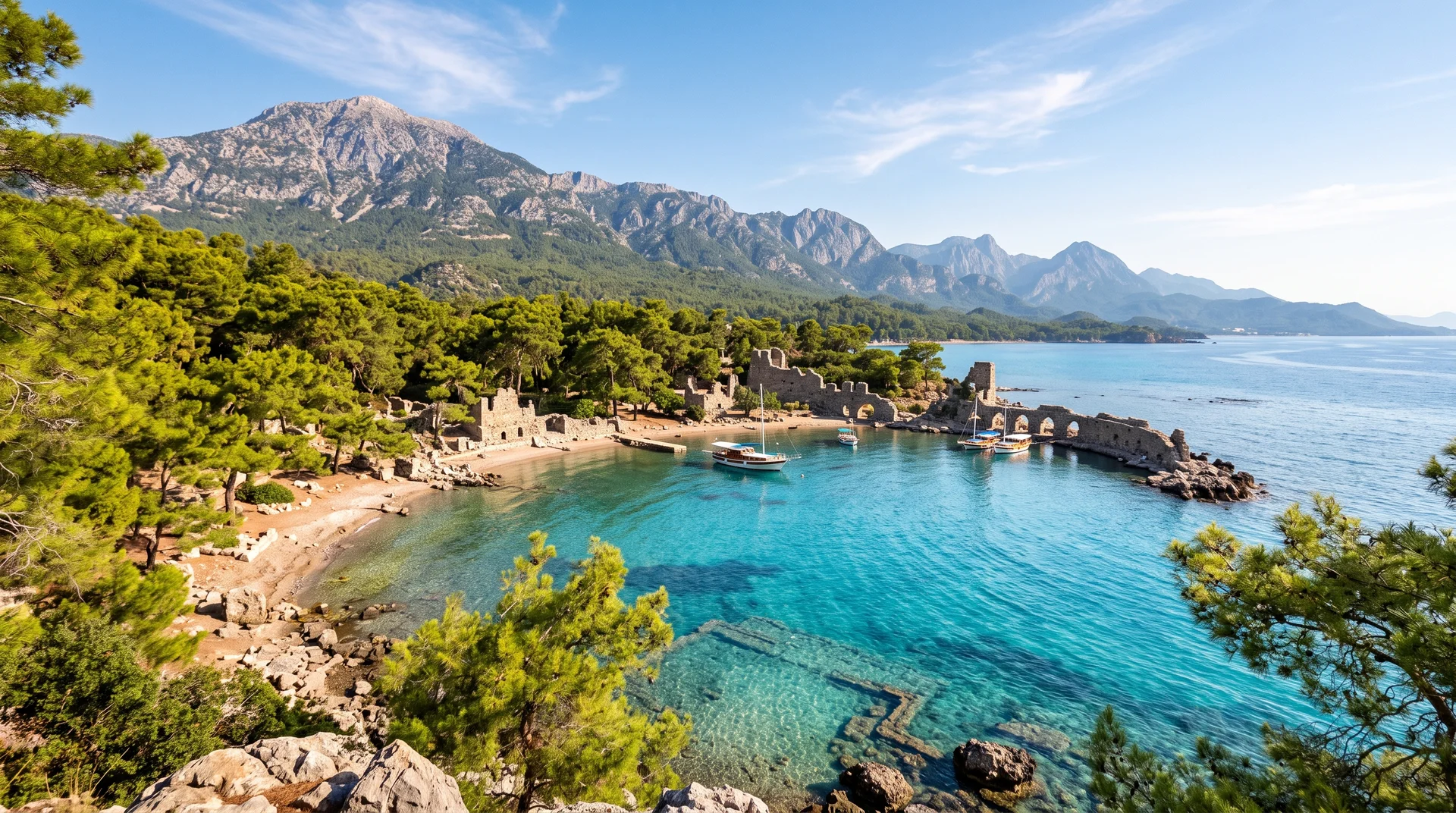 Phaselis : nager dans les trois baies d'un port antique sous les pins - Antalya