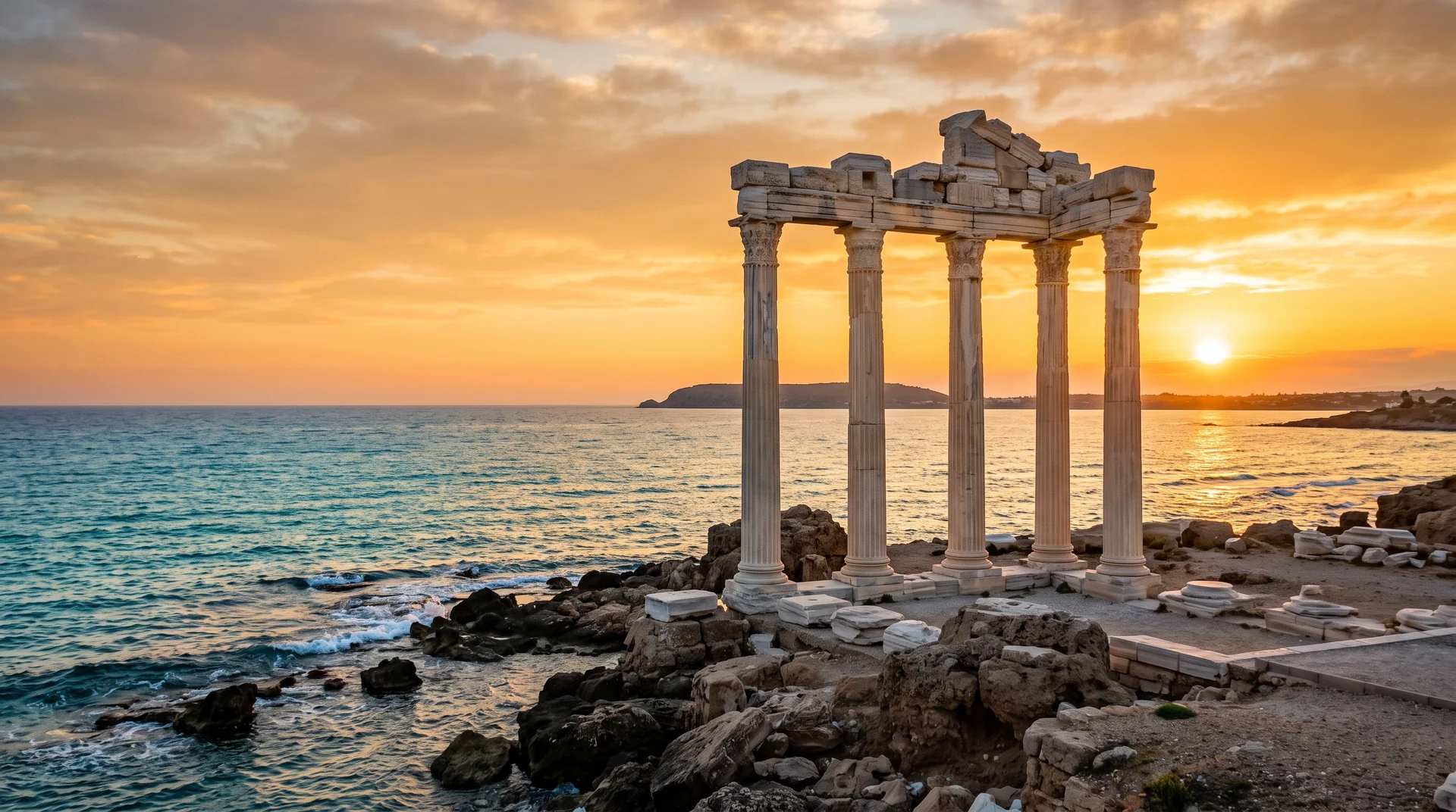Side et le temple d'Apollon : voir le soleil se coucher entre des colonnes blanches - Antalya